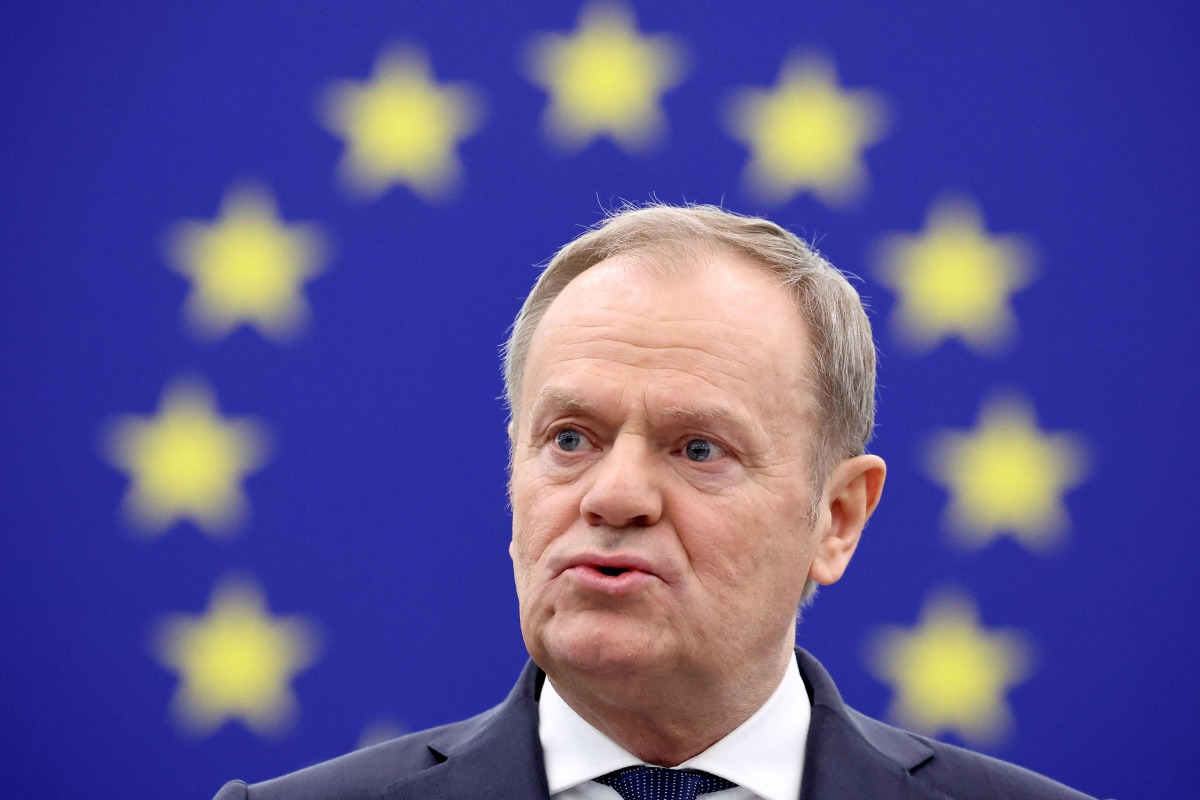 Poland's Prime Minister Donald Tusk speaks during the presentation of the programme of the Polish Presidency as part of a plenary session at the European Parliament in Strasbourg, eastern France, on January 22, 2025. (Photo by FREDERICK FLORIN / AFP)
