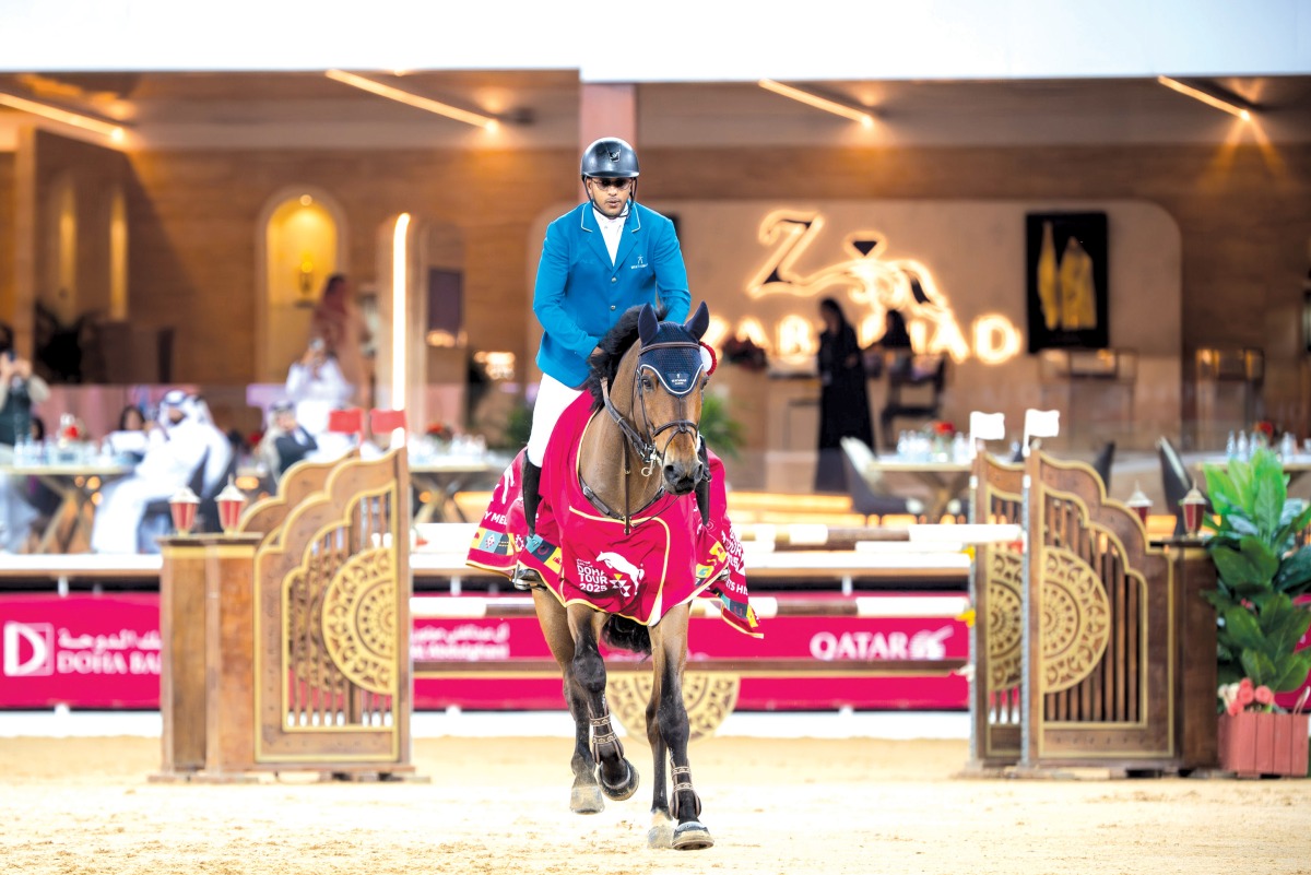 Qatar’s Bassem Mohammed, aboard F One Usa, celebrates his victory.