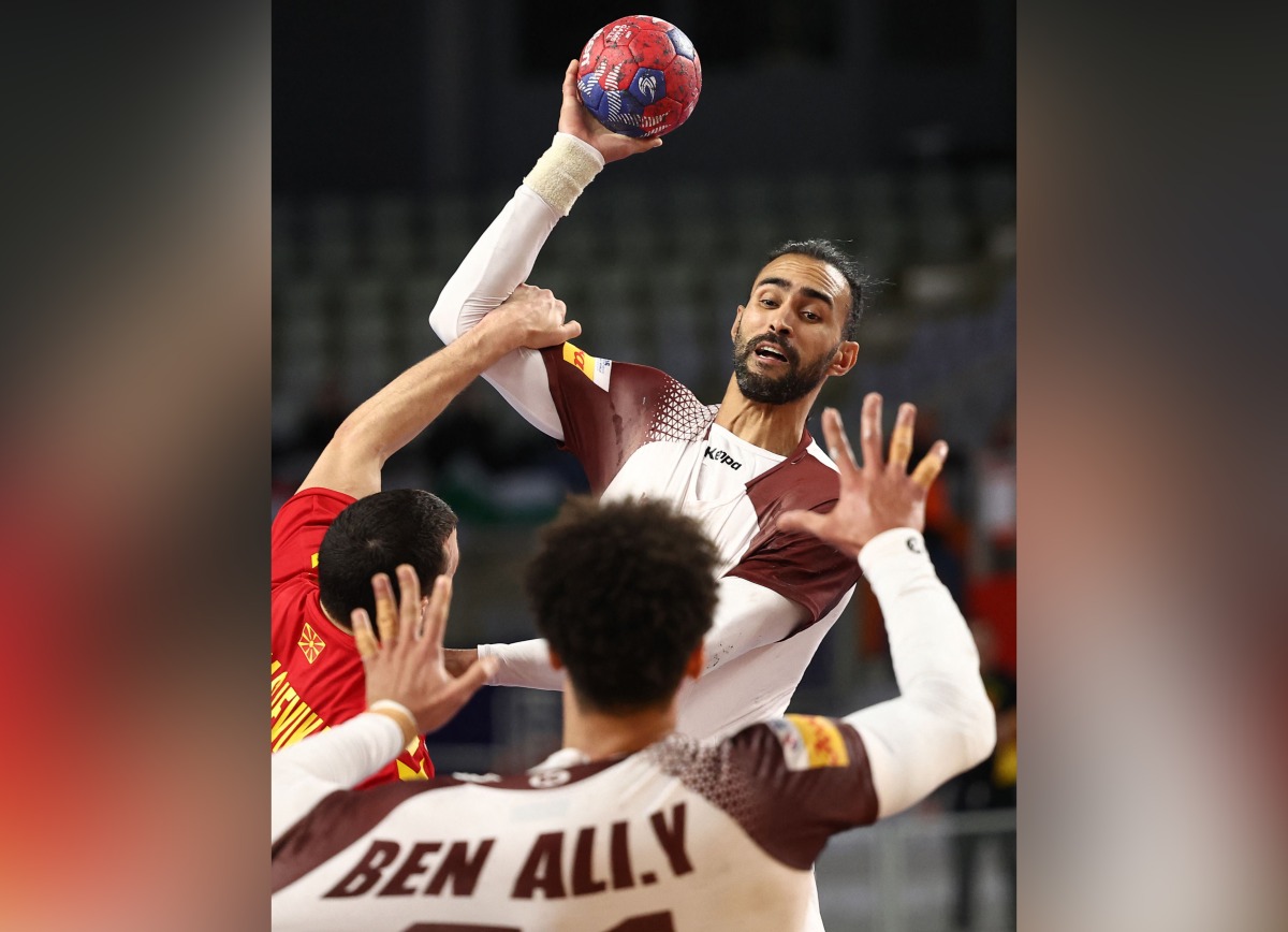 Qatar’s Frankis Marzo prepares to score against North Macedonia. AFP