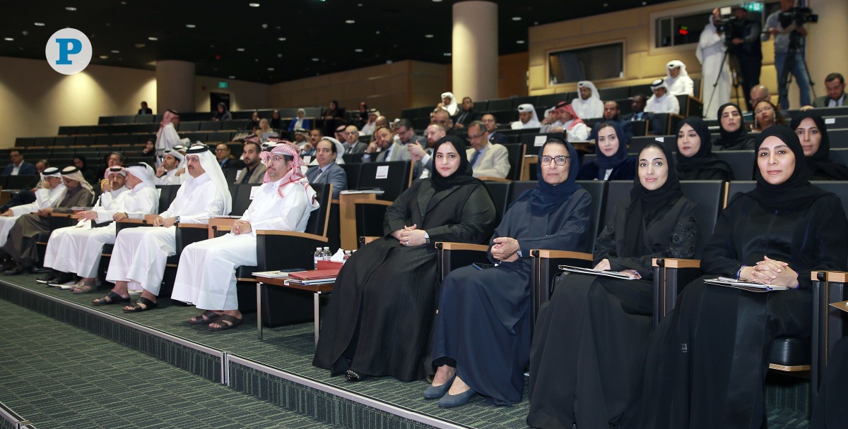 Maha Zayed Al Ruwaili (fourth right), Assistant Undersecretary for Educational Affairs, Ministry of Education and Higher Education with other officials during the event. Pic: Rajan Vadakkemuriyil /  The Peninsula
