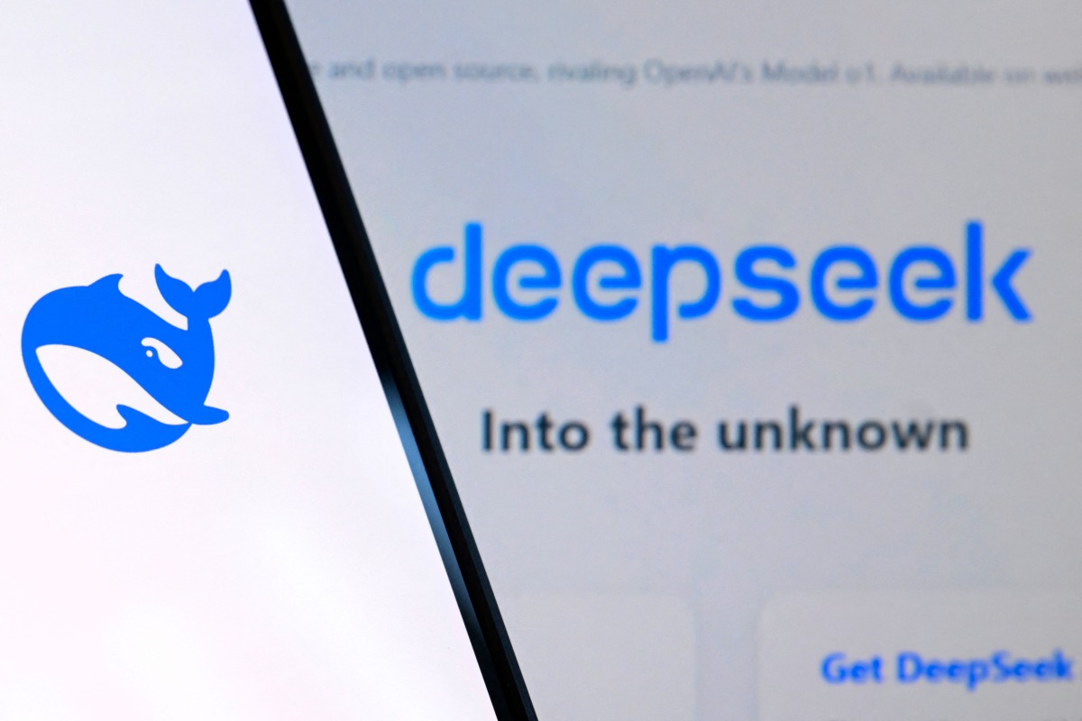 This photo illustration shows the DeepSeek app logo displayed on a mobile phone in Brussels on January 28, 2025. Photo by Nicolas TUCAT / AFP