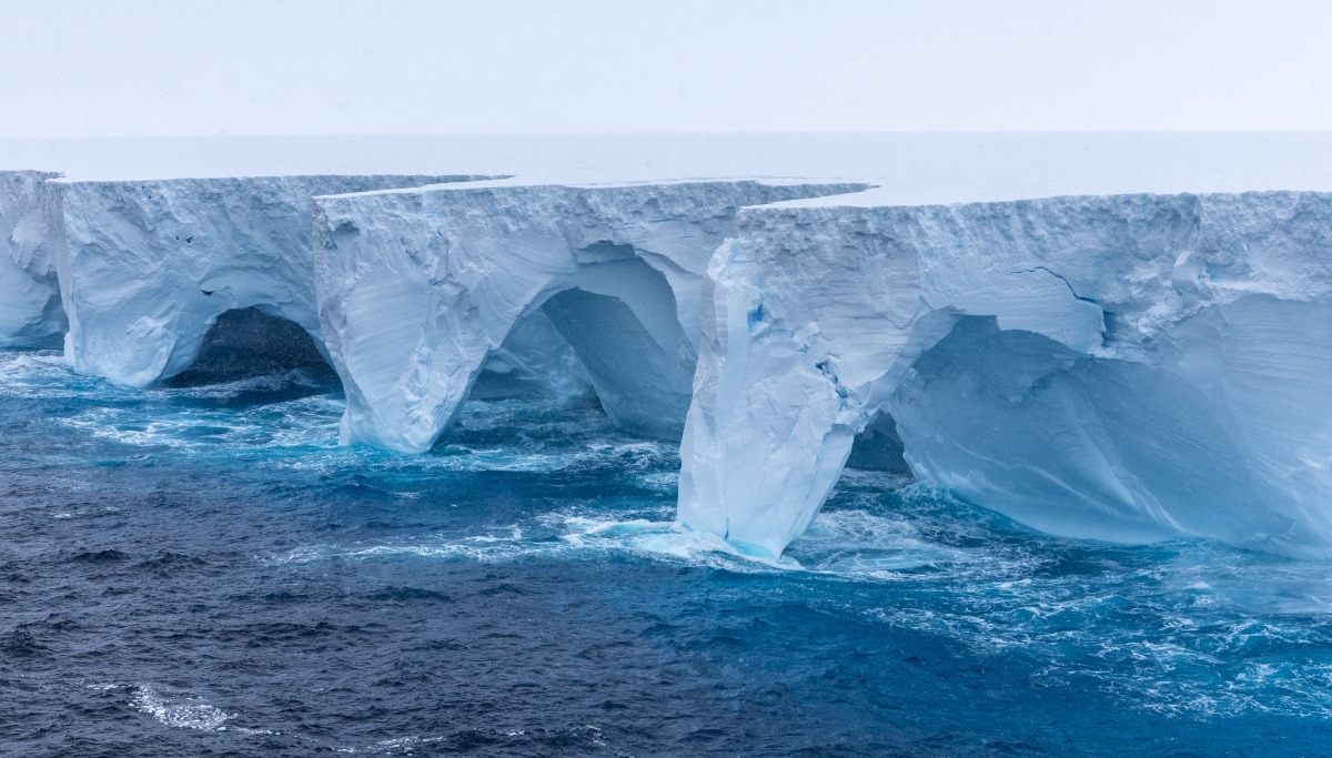 (Files) This handout image released by EYOS Expeditions on January 19, 2024, shows an aerial view of the A23a iceberg in the waters of The Southern Ocean off Antarctica on January 14. (Photo by Richard Sidey / EYOS Expeditions / AFP) 