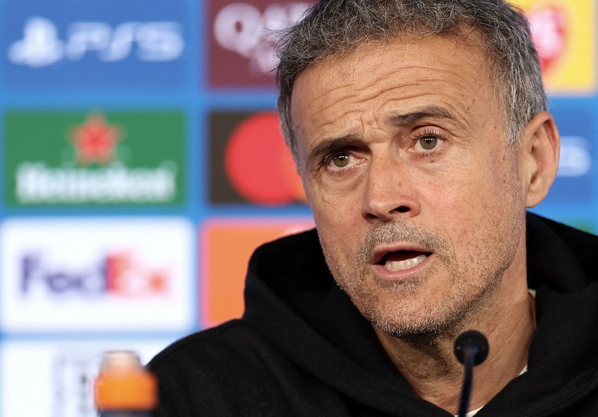 Paris Saint-Germain's Spanish head coach Luis Enrique addresses for a press conference on the eve of the UEFA Champions League football match against Stuttgart on January 28, 2025 at the Stuttgart Arena in Stuttgart. (Photo by FRANCK FIFE / AFP)
