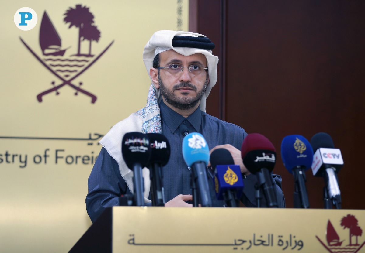 Advisor to the Prime Minister and Official Spokesperson for the Ministry of Foreign Affairs H E Dr. Majed bin Mohammed Al Ansari addressing the media. PIC: Rajan Vadakkemuriyil / The Peninsula