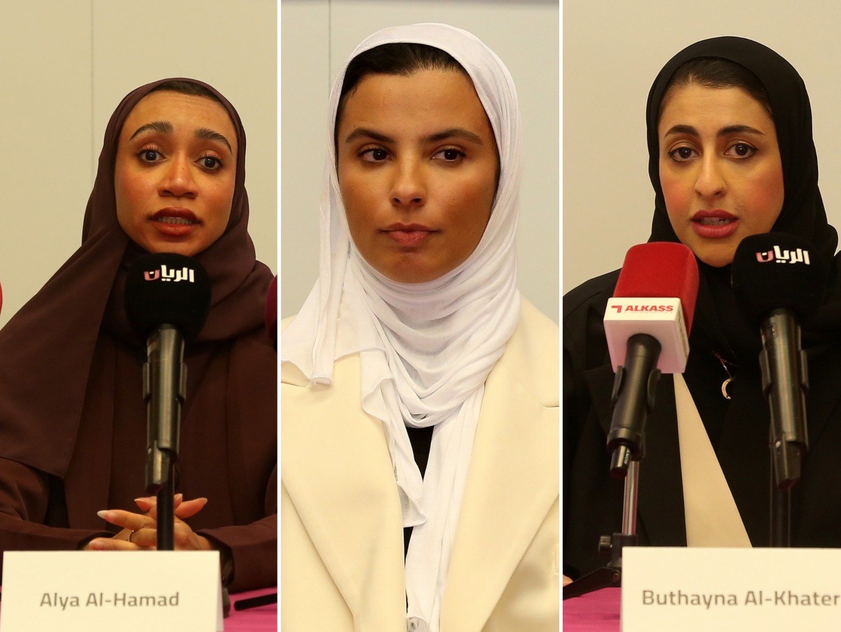 From left: Qatar triathlete Alya Al Hamad, Qatar women’s cycling team coach Noura Al Amiri and QF Community Events Strategist Buthayna Al Khater