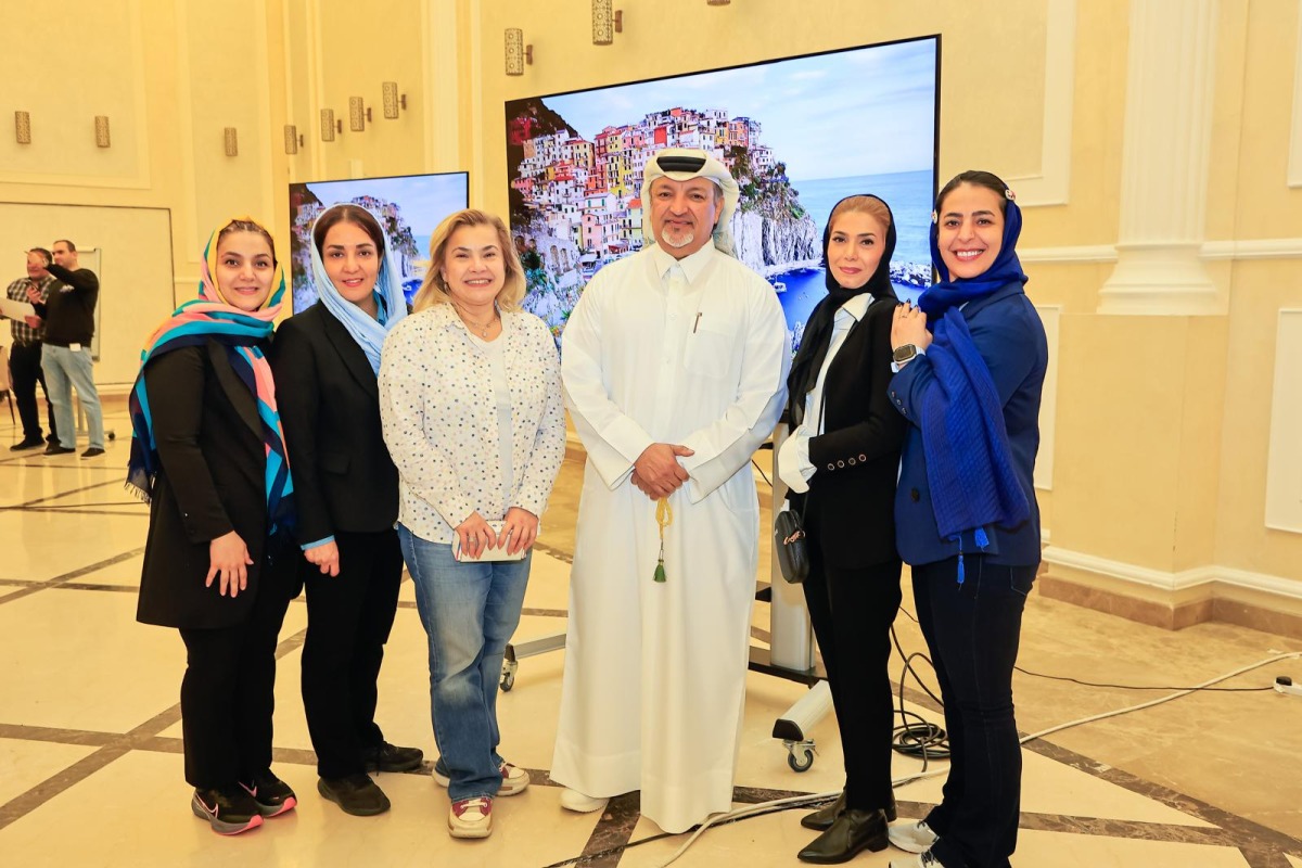 President of Qatar Gymnastics Federation Ali Al Hitmi poses with the officials on the final day of the course.