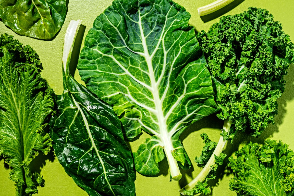 Winter greens from left: mustard, chard, collards and curly kale. Photo credit: Scott Suchman for The Washington Post