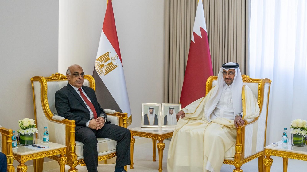 Minister of Justice and Minister of State for Cabinet Affairs H E Ibrahim bin Ali Al Mohannadi meeting Minister of Justice of Egypt H E Counselor Adnan Fangri in Doha.