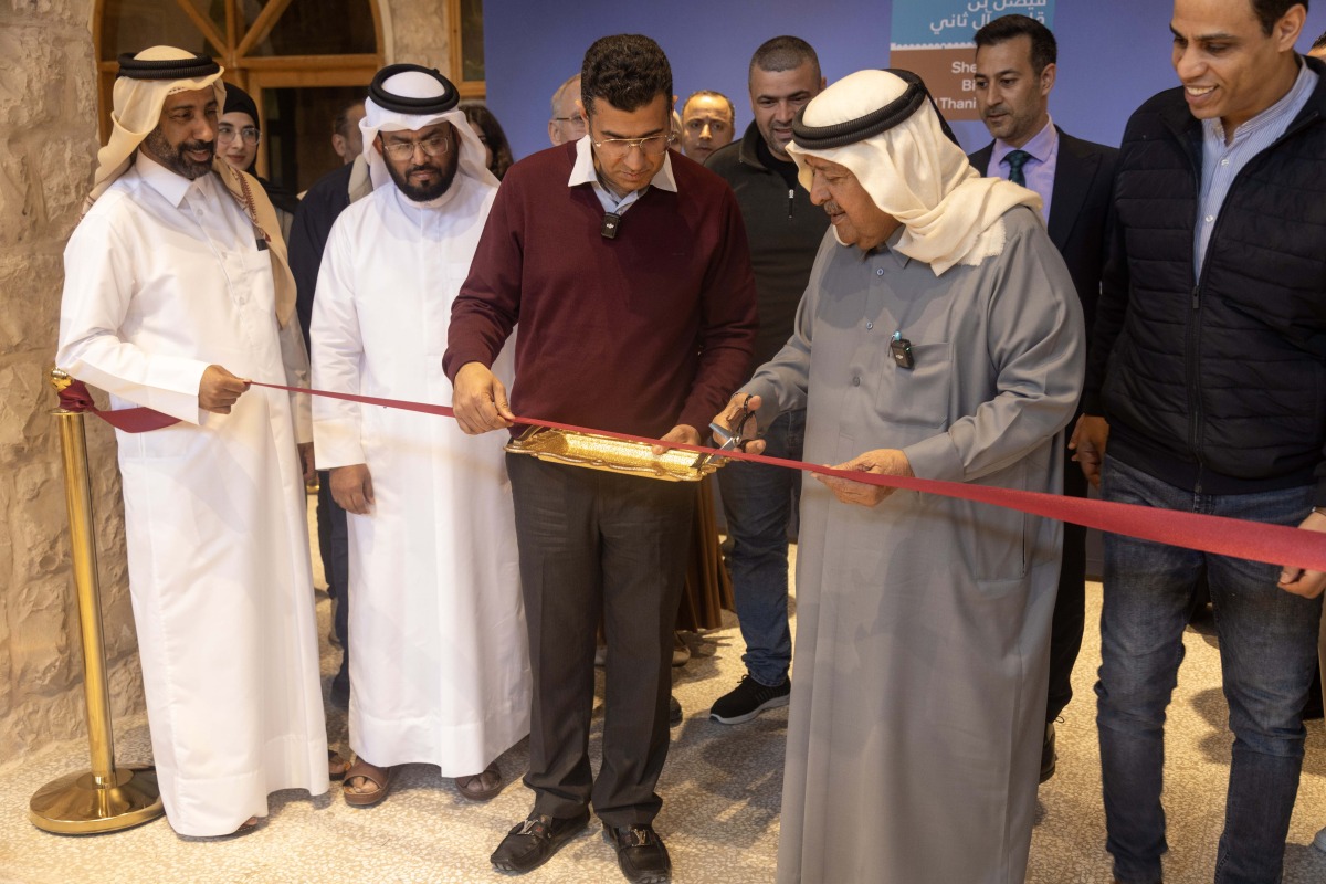 H E Sheikh Faisal bin Qassim Al Thani with other officials and guests inaugurating the exhibition.