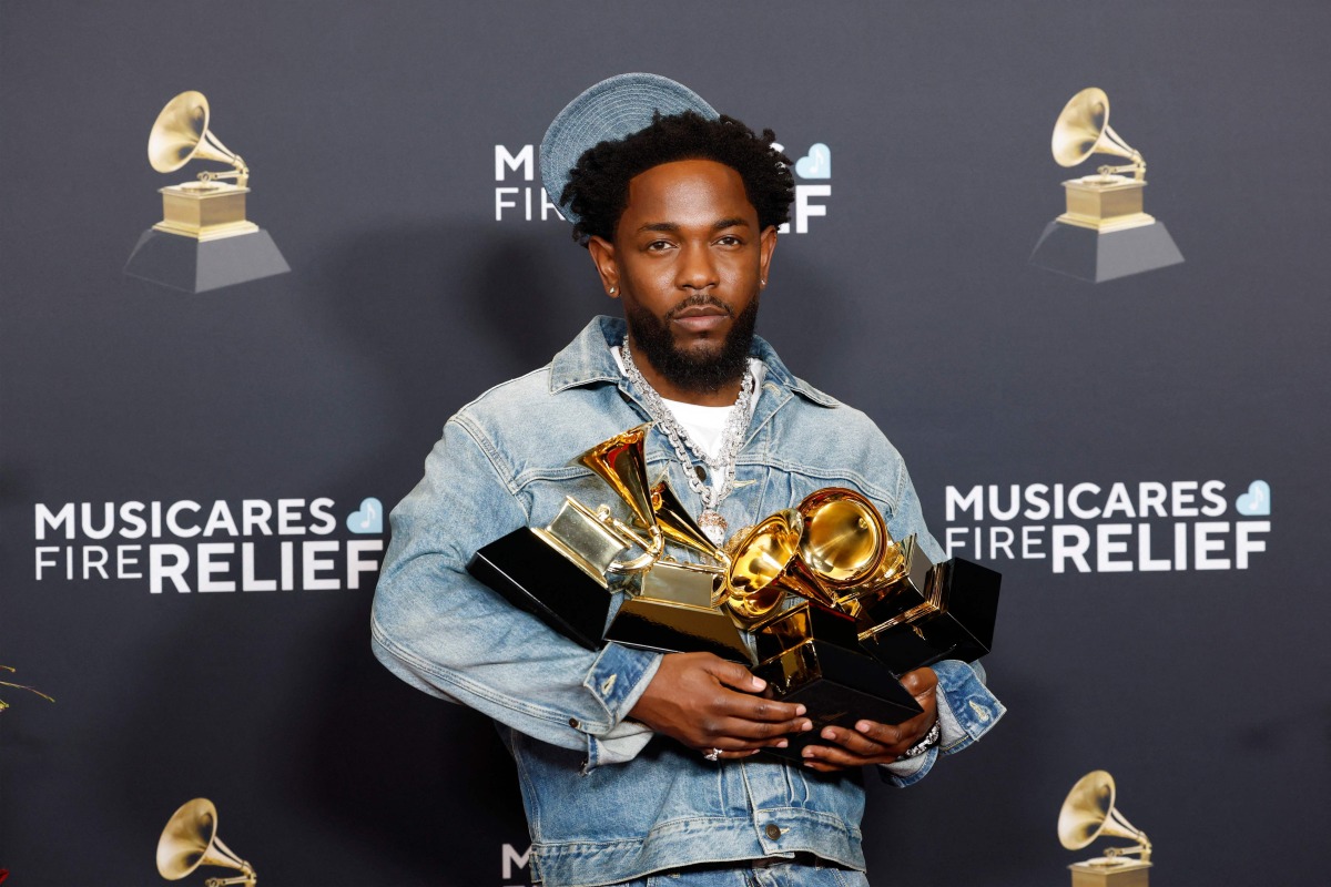 Kendrick Lamar, winner of Record Of The Year, Best Rap Performance, Best Rap Song, Best Music Video and Song Of The Year for “Not Like Us”, poses in the press room during the 67th GRAMMY Awards at Crypto.com Arena on February 02, 2025 in Los Angeles, California. Frazer Harrison/Getty Images/AFP 