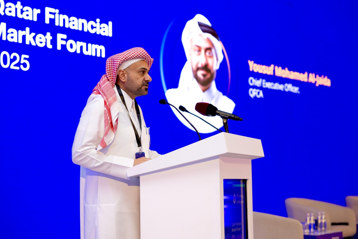 QFC Chief Executive Officer Yousuf Mohamed Al Jaida addressing the third edition of the annual Qatar Financial Market Forum, yesterday.