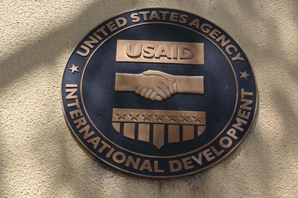 View of the logo of the United States Agency for International Development (USAID) at its office in Tegucigalpa taken on February 6, 2025. Photo by Orlando SIERRA / AFP