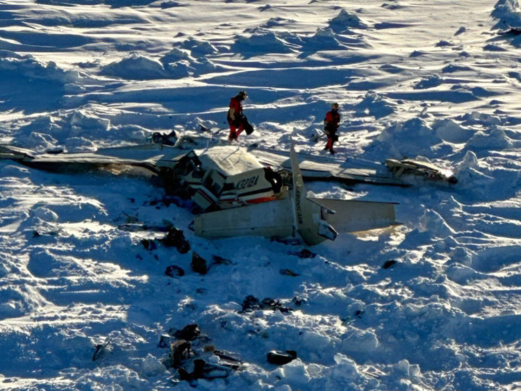 This image obtained from the US Coast Guard (USCG) on February 7, 2025, shows the remains of a plane reported missing February 6. (Photo by Handout / US Coast Guard / AFP) 