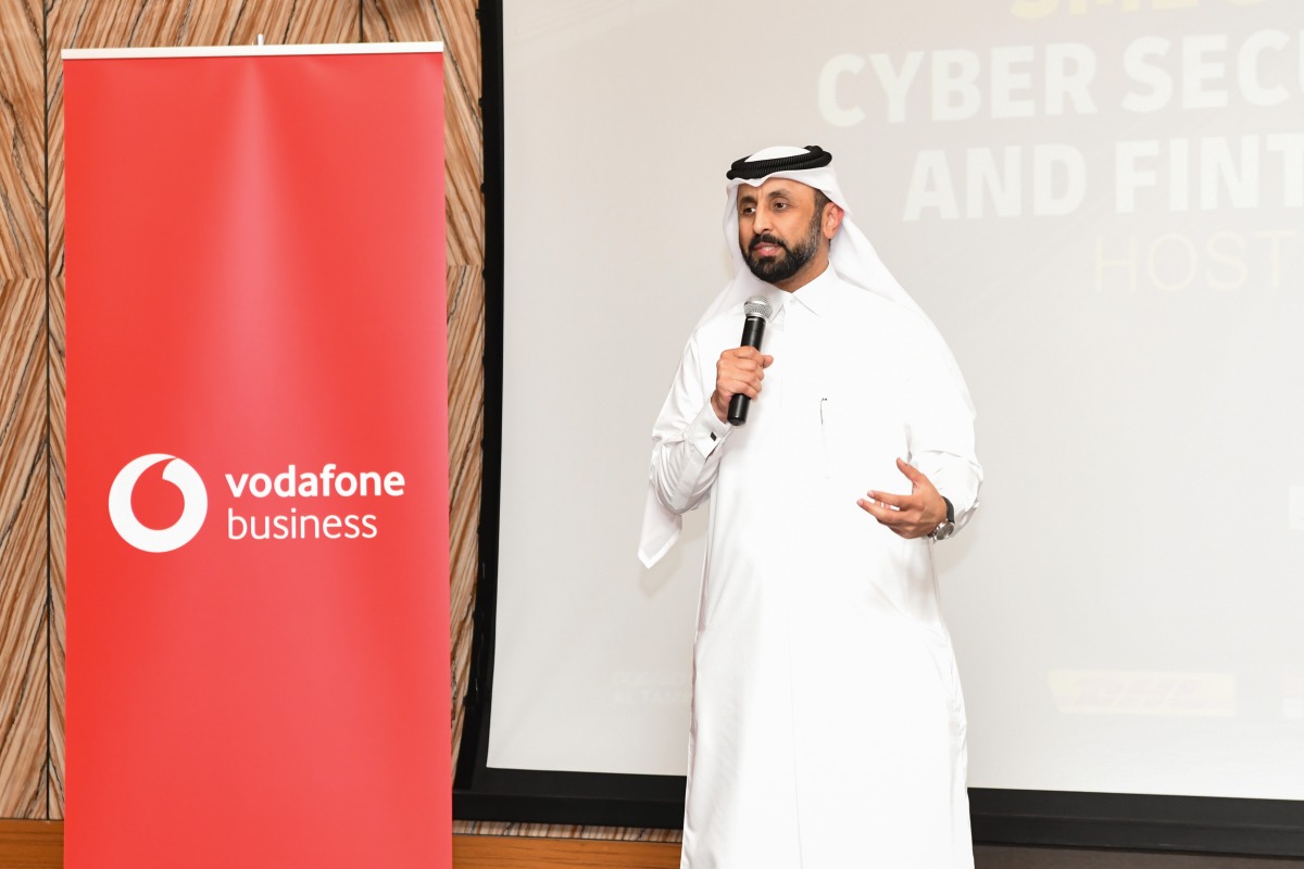 Head of Public Sector Sales at Vodafone Qatar, Mohamed Mohsin Al Yafei speaking at the event.