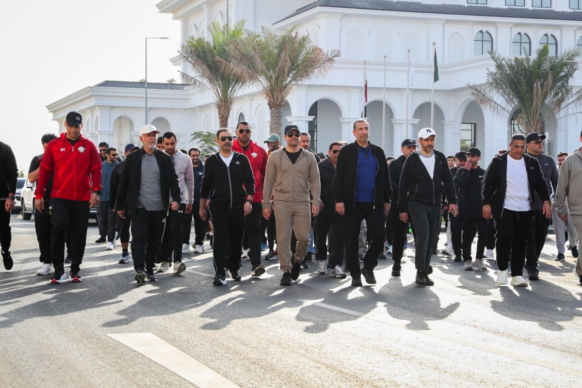 Deputy Prime Minister and Minister of State for Defense Affairs H E Sheikh Saud bin Abdulrahman bin Hassan Al Thani and other officials participating in the activities at Al Bidda Park yesterday. 