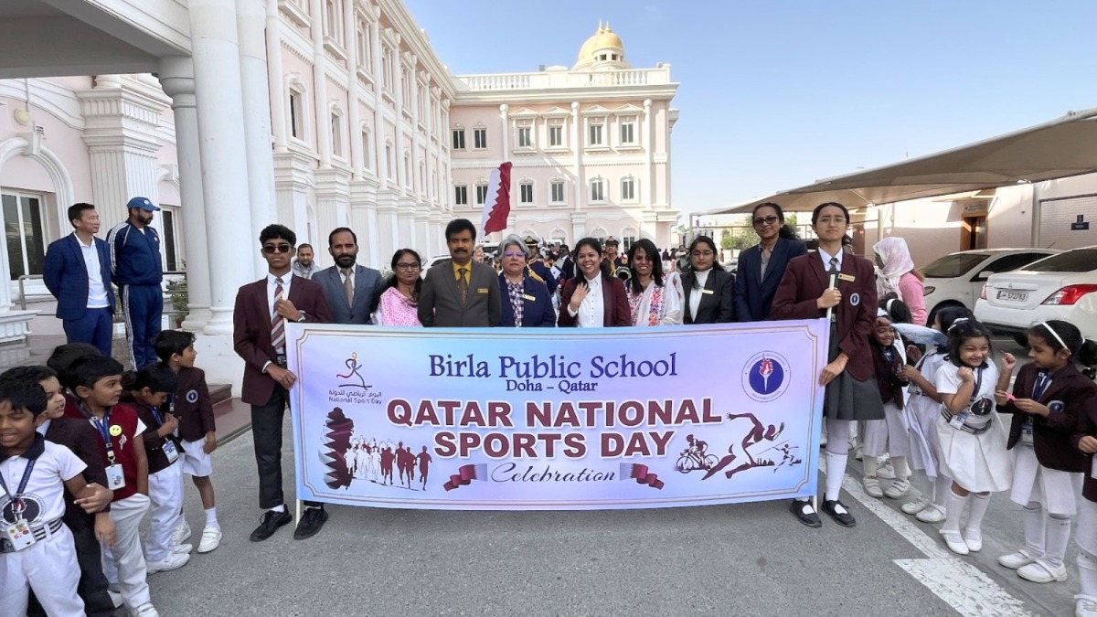 Birla Public School teachers, students and staff during National Sport Day celebrations.