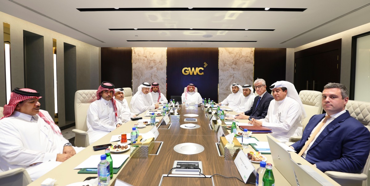 GWC Chairman Sheikh Mohammed bin Hamad bin Jassim bin Jaber Al Thani; GWC Group Managing Director Sheikh Abdulla bin Fahad bin Jassim bin Jaber Al Thani; and GWC’s Acting Group CEO Matthew Kearns with other officials during the meeting. 