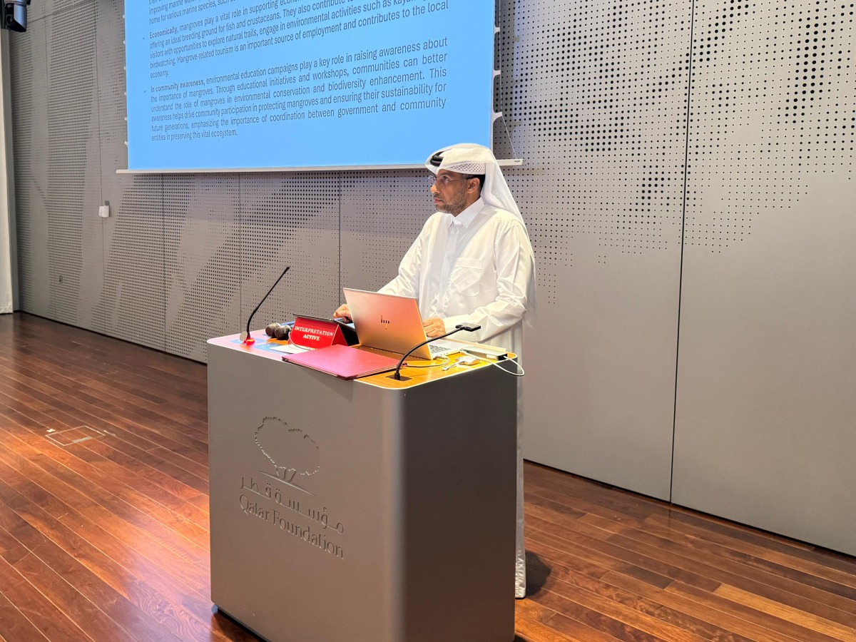 Director of the Wildlife Development Department at the MECC Yousef Ibrahim Al Hamar addressing the seminar.