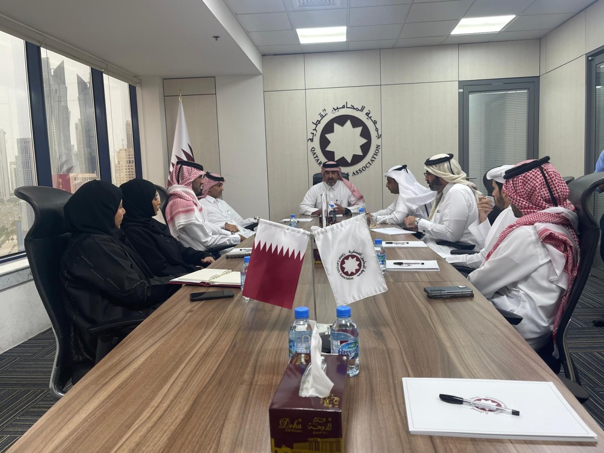 Mubarak bin Abdullah Al Sulaiti, the newly re-elected Chairman of Qatar Lawyers Association with members of the Board of Directors.