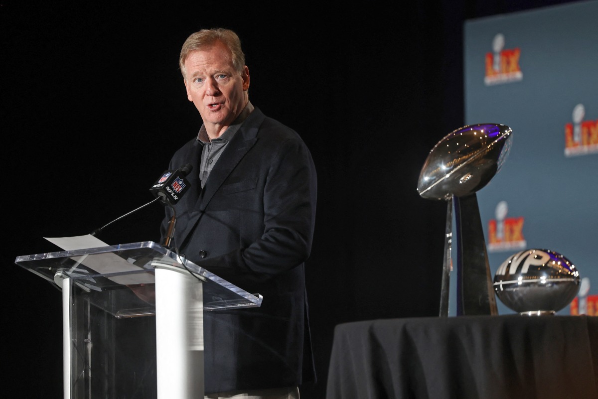 NFL Commissioner Roger Goodell addresses the media during the Host Committee Handoff Press Conference at the Ernest N. Morial Convention Center on February 10, 2025 in New Orleans, Louisiana. (Photo by Michael DeMocker / GETTY IMAGES NORTH AMERICA / Getty Images via AFP)
