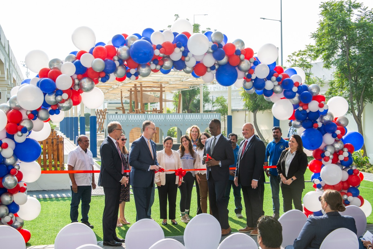 US Ambassador H E Timmy Davis, CPChem CEO Steve Prusak, and members of the Chevron Phillips Chemical team during the inauguration of the playground. 