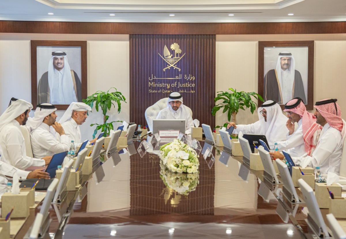 Minister of Justice and Minister of State for Cabinet Affairs H E Ibrahim bin Ali Al Mohannadi chairing the Attorneys Admission Committee meeting.