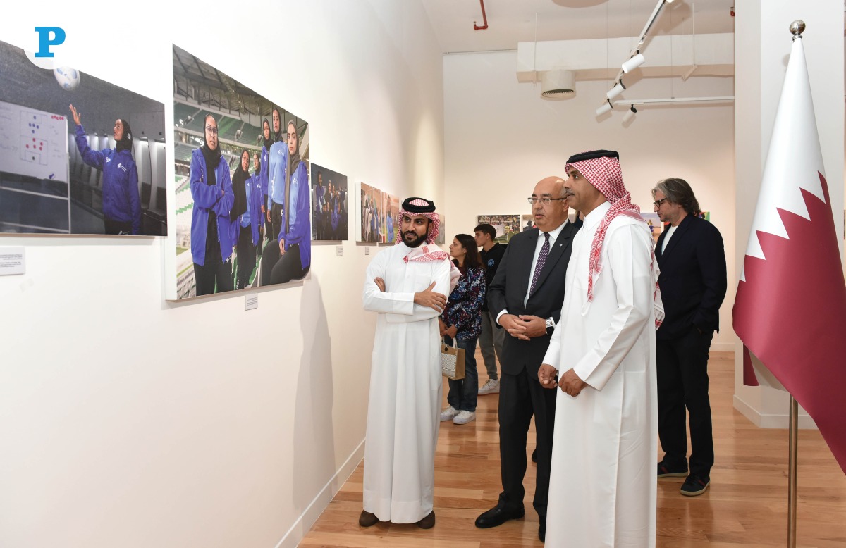 Deputy General Manager and Director of Human Resources at Katara Saif Saad Al Dosari (right), Director of Unesco Office in Doha Salah Khaled (second right), Generation Amazing Executive Director Nasser Al Khori (left) and Executive Director of Save the Dream Massimiliano Montanari (back) during the event. Pic: Salim Matramkot/The Peninsula
