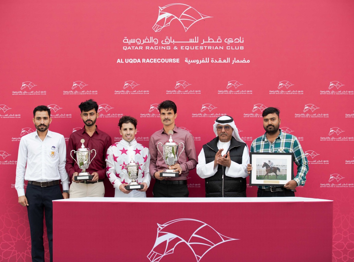 The connections of Sealine celebrate their win. PIC: Juhaim/QREC