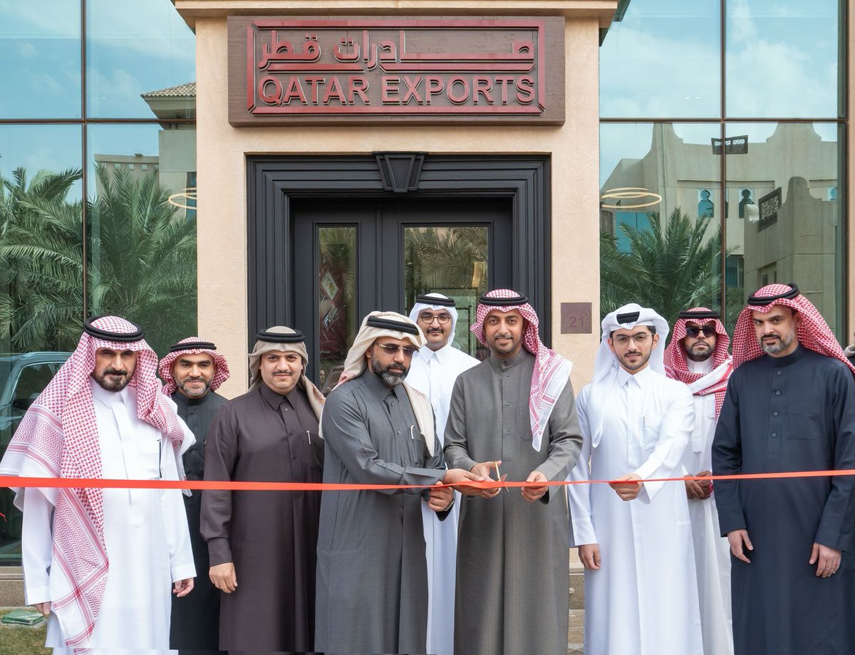 Ambassador of Qatar to Saudi Arabia H E Bandar bin Mohammed Al Attiyah and Director of Qatar Exports Office in Saudi Arabia Abdullah Ali Al Obaidli with other officials during the inauguration.