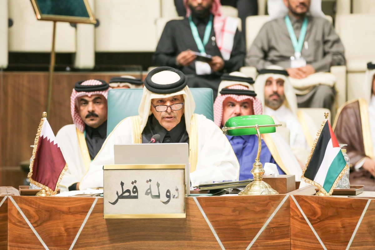 Speaker of the Shura Council H E Hassan bin Abdullah Al Ghanim during his participation in the conference.