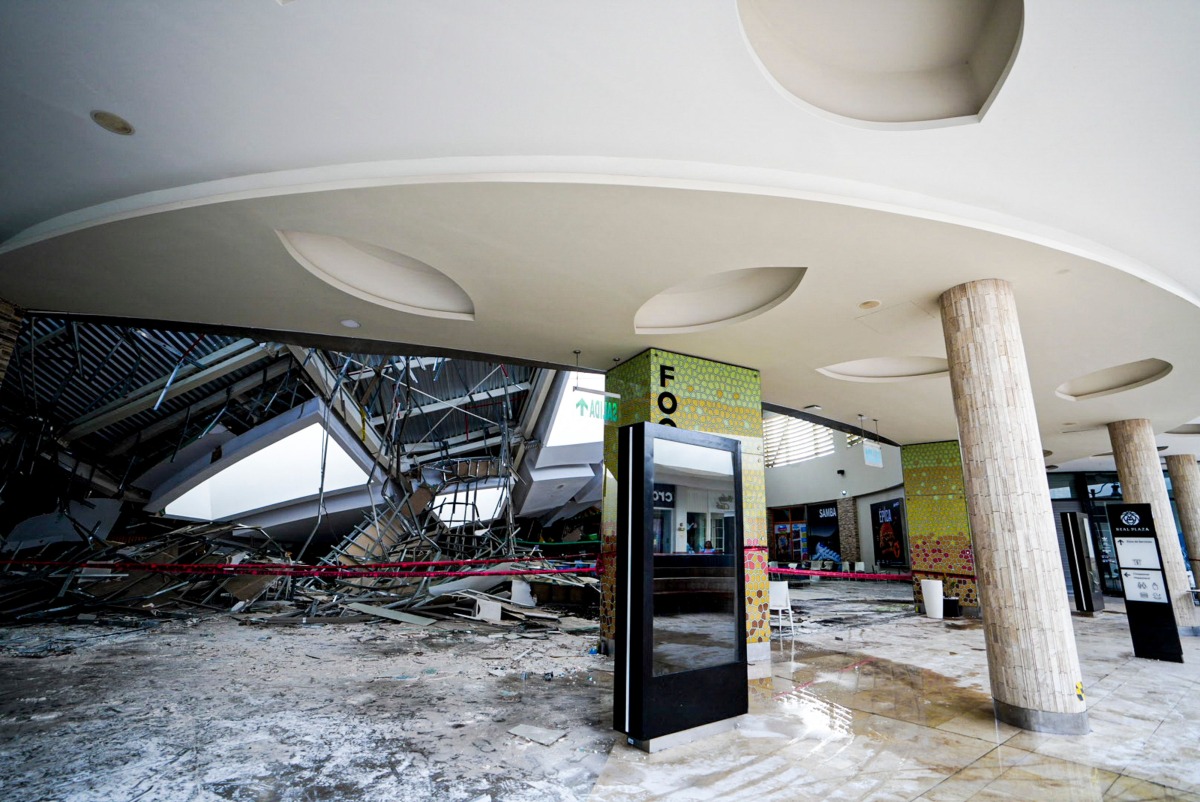 This handout picture released by Regional Government of La Libertad shows damages after the roof of a shopping mall collapsed in Trujillo, Peru on February 22, 2025. Photo by Larry CAMPOS / Peru's Regional Government of La Libertad / AFP