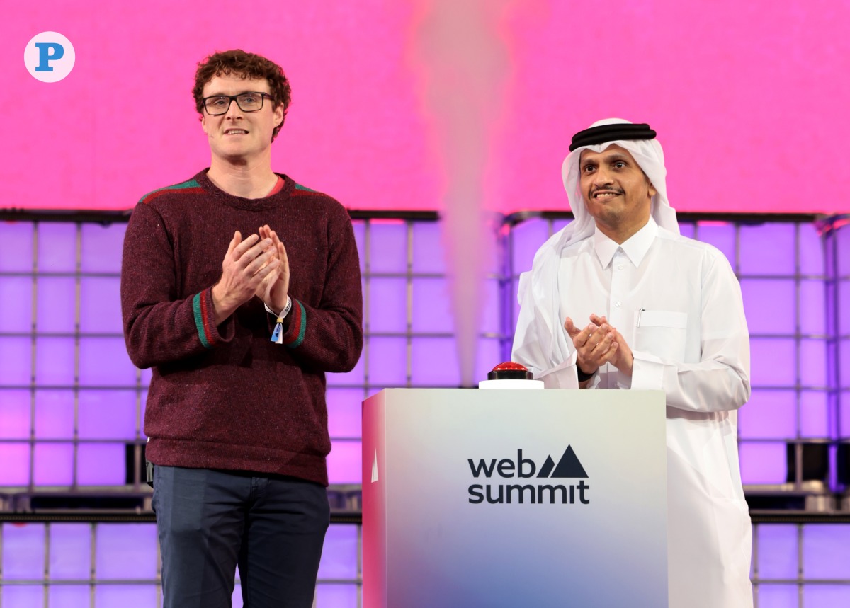 H E the  Prime Minister with CEO and Founder of Web Summit Paddy Cosgrave. Pics: Rajan Vadakkemuriyil/The Peninsula 