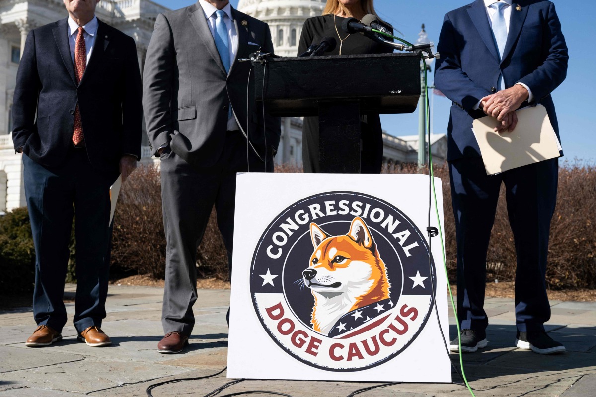 The Department of Government Efficiency Caucus, led by caucus co-chairs Representative Aaron Bean (2nd L), Republican of Florida, and Representative Pete Sessions (L), Republican of Texas, alongside US Representative Ralph Norman (R), Republican of South Carolina and US Representative Beth Van Duyne (2nd R), Republican of Texas, hold a press conference on 