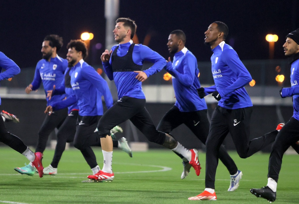 Al Rayyan players take part in a training session.