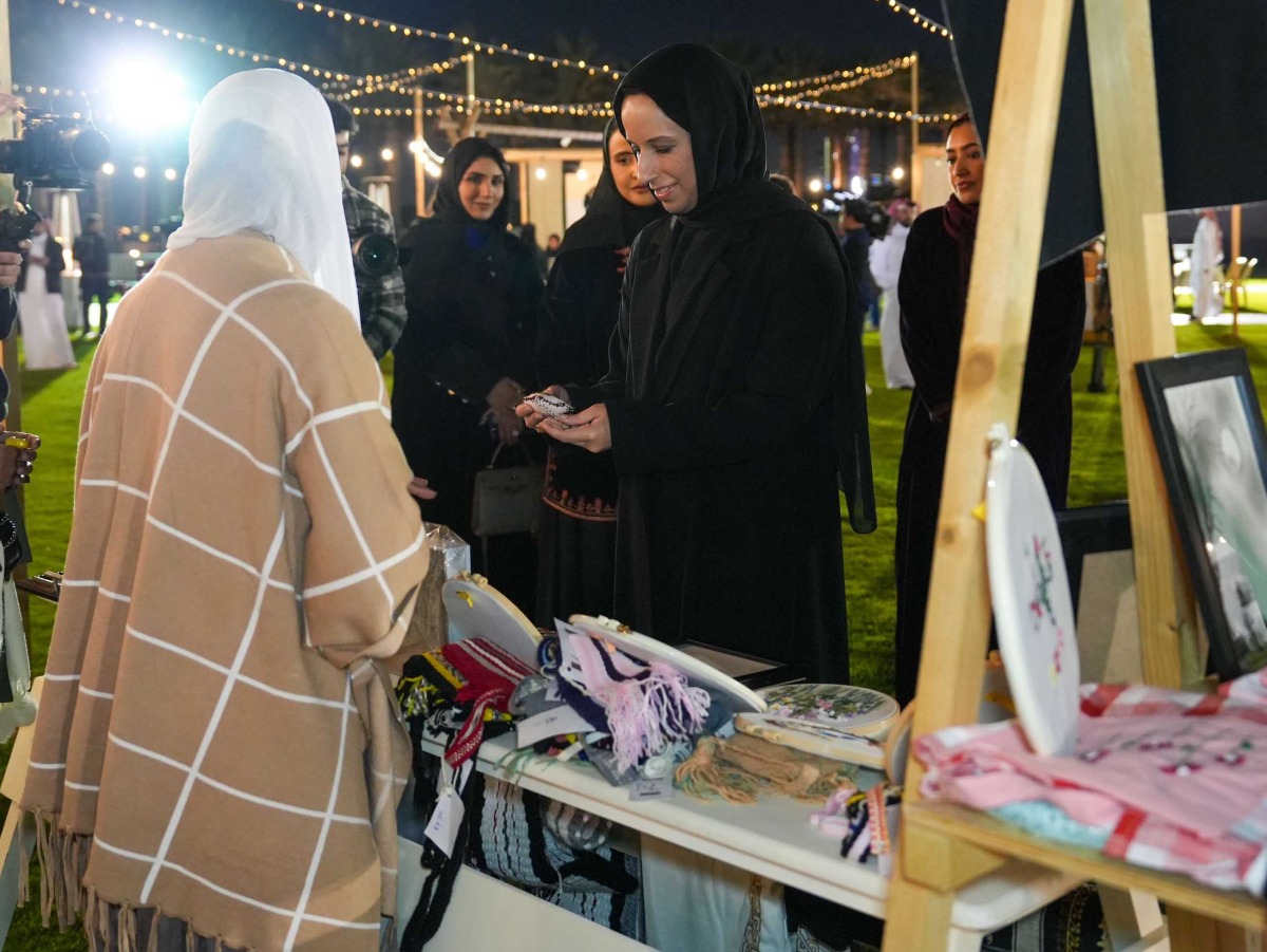 Minister of Social Development and Family H E Buthaina bint Ali Al Jabr Al Nuaimi visiting the Ramadan bazaar at MIA Park yesterday.