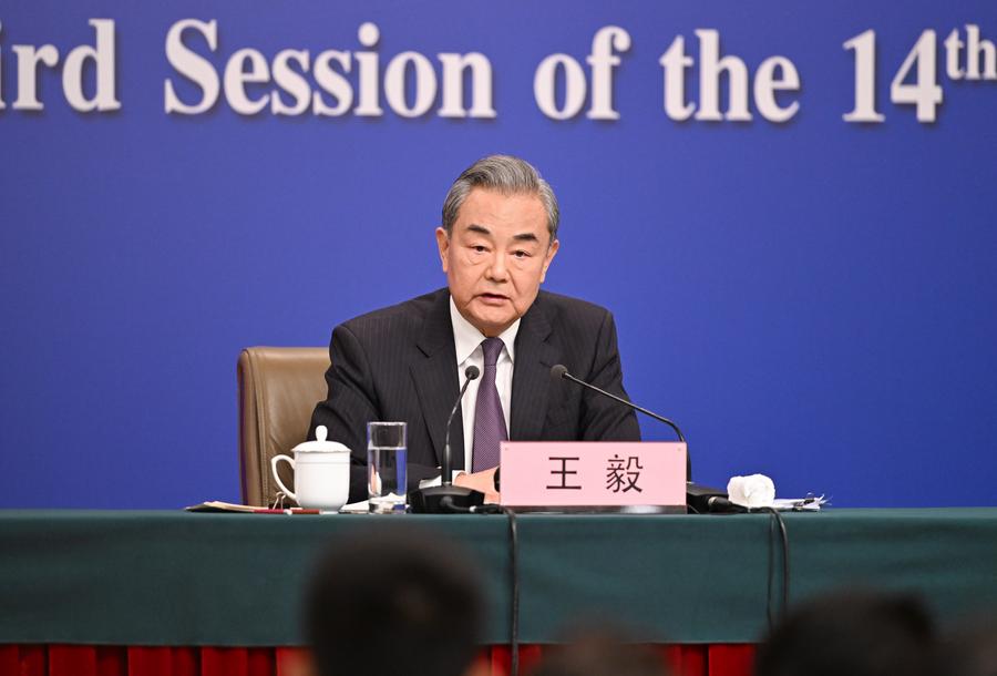 Chinese Foreign Minister Wang Yi attends a press conference on China's foreign policy and external relations on the sidelines of the third session of the 14th National People's Congress (NPC) in Beijing, capital of China, March 7, 2025. (Xinhua/Chen Yehua)