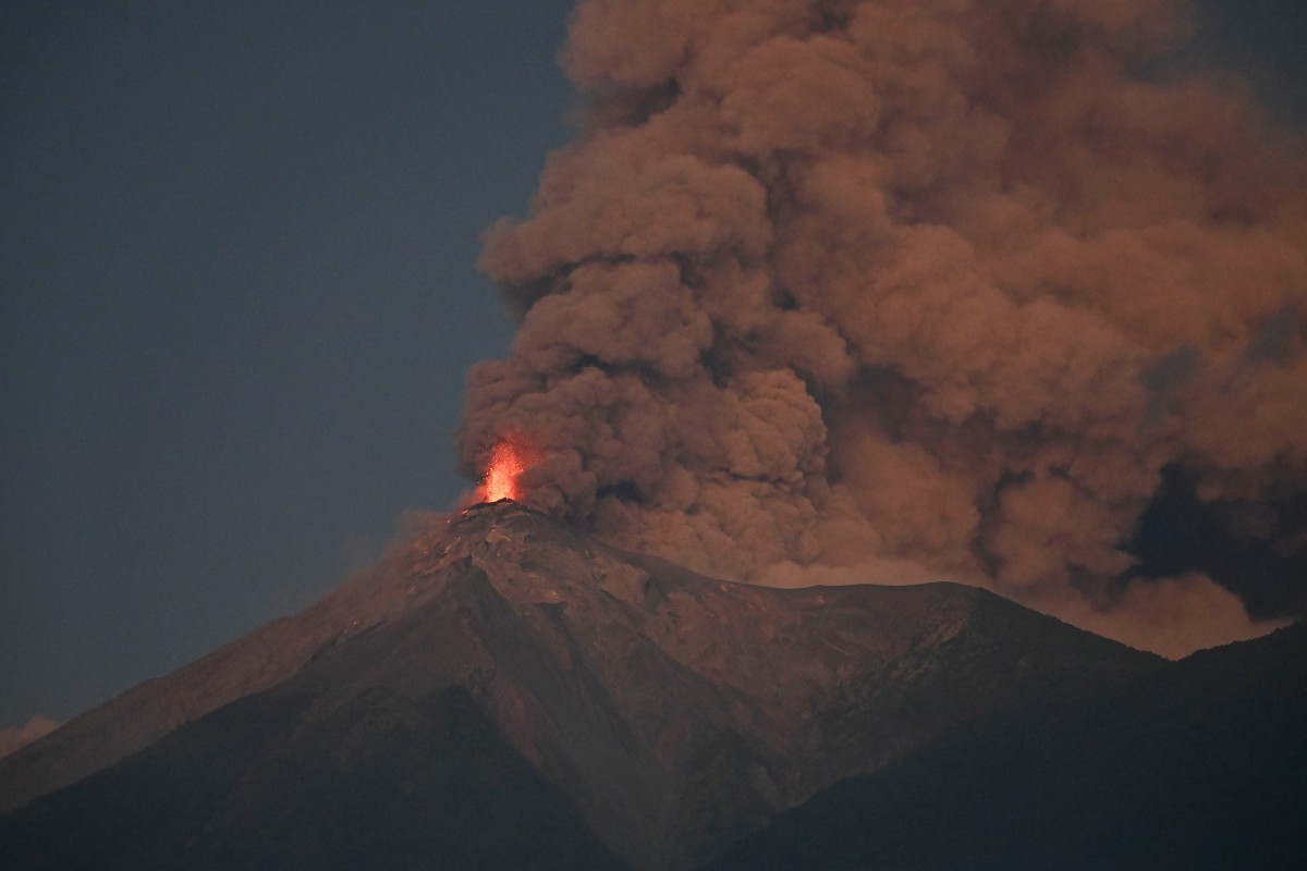 Fuego volcano erupts as seen from Alotenango, Sacatepequez department, some 65 kilometres southwest Guatemala City on March 10, 2025. Photo by JOHAN ORDONEZ / AFP
