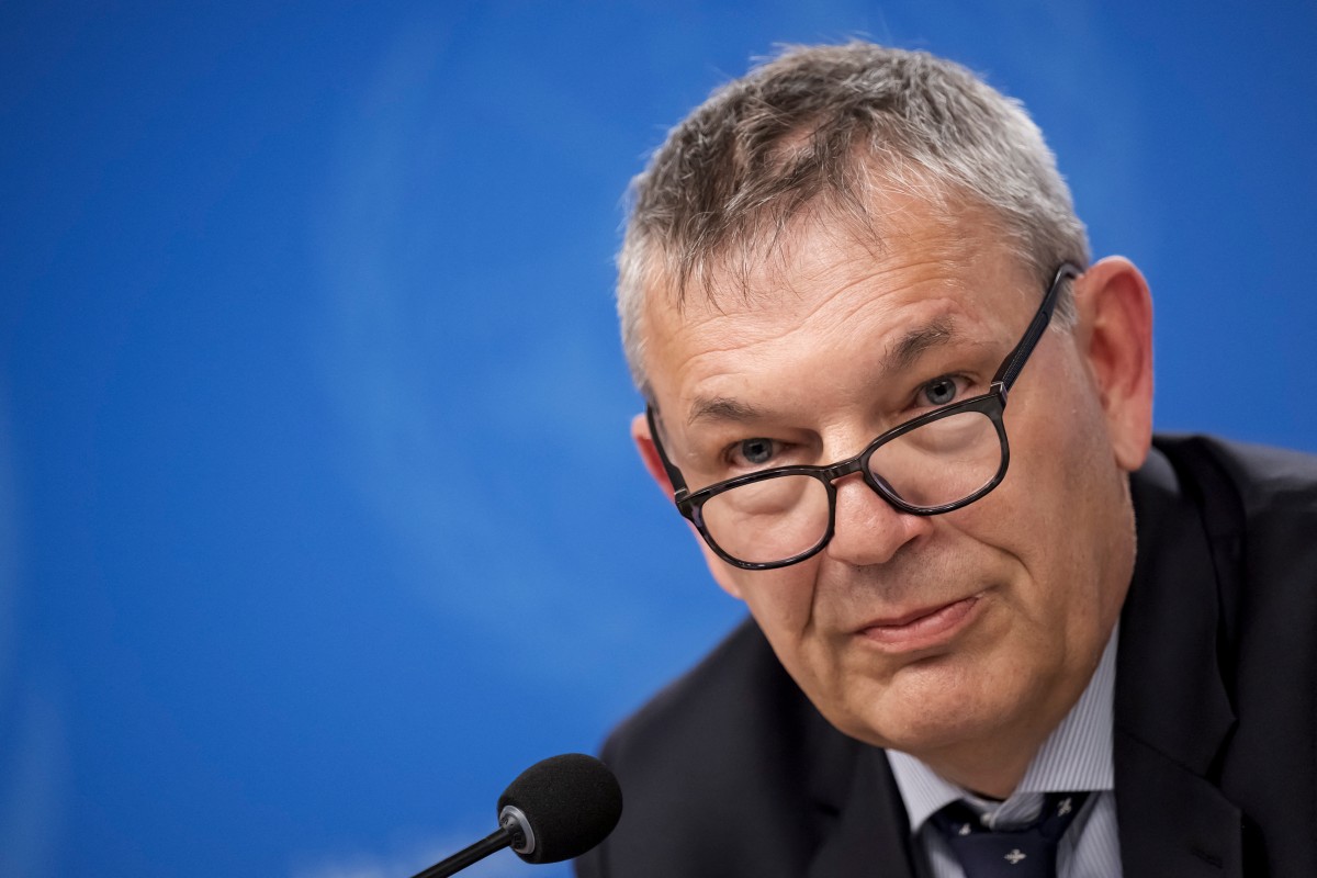 UNRWA Commissioner General Philippe Lazzarini speaks during a press conference on the situation in the Palestinian Gaza strip, at the United Nations offices in Geneva on March 10, 2025. Photo by Fabrice COFFRINI / AFP