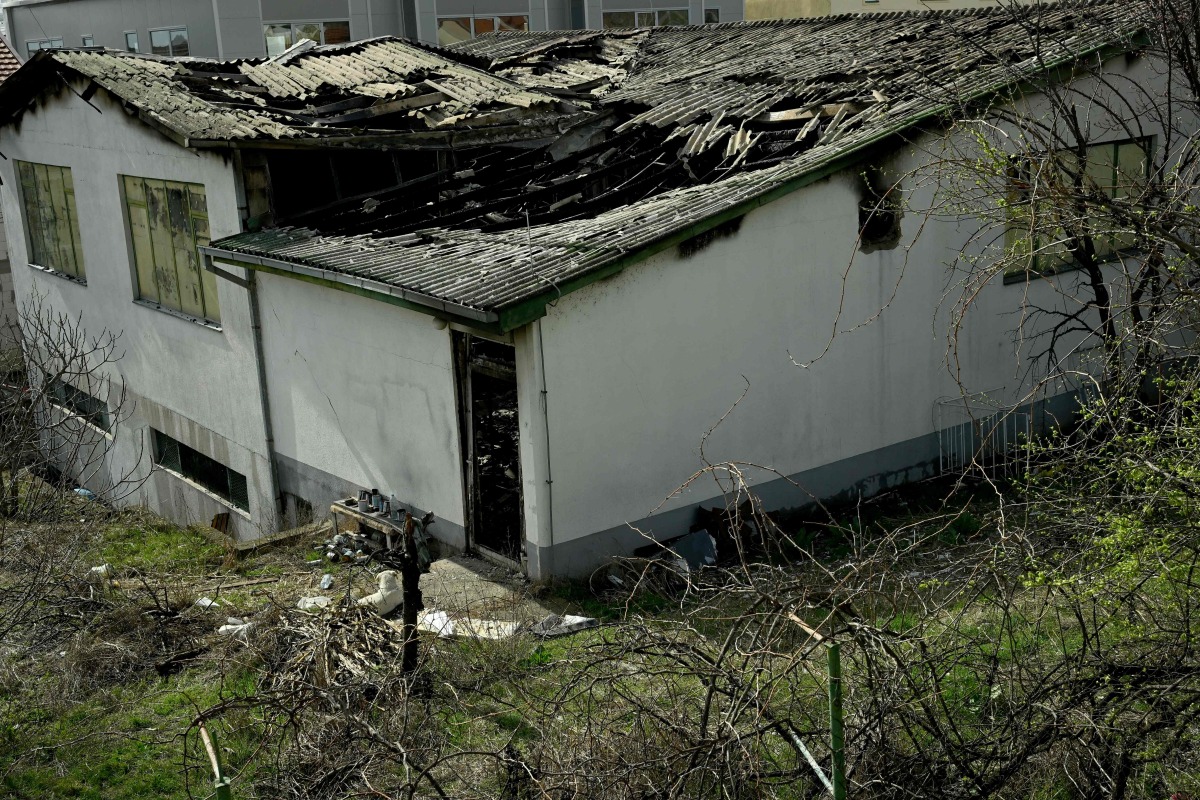 This photograph shows a view of a burnt down establishment inside which a fire broke out and killed 51 people in Kocani, a town some 100 kilometres east of the capital Skopje, on March 16, 2025.Photo by Robert ATANASOVSKI / AFP