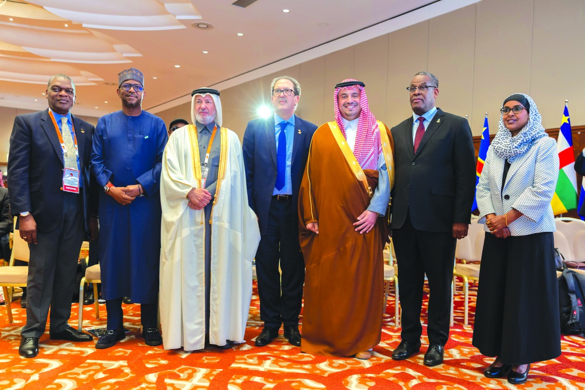 Qatar Olympic Committee First Vice President Mohammed bin Yousef Al Mana poses for a photo with the Association of National Olympic Committees of Africa officials.