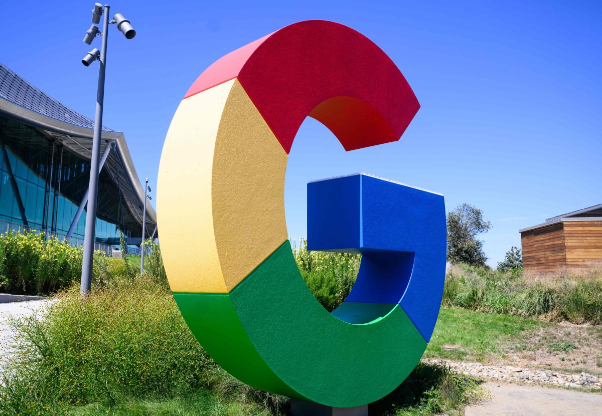 The Google logo at the company's Bay View campus in Mountain View, California, on August 13, 2024. Photo by Josh Edelson / AFP