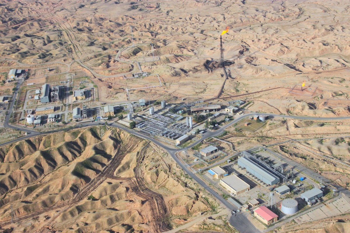 An aerial view of an oil field in Iran. 