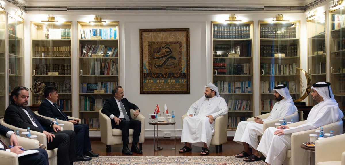 Minister of State at the Ministry of Foreign Affairs H E Dr. Mohammed bin Abdulaziz bin Saleh Al Khulaifi meeting Deputy Foreign Minister of Turkiye, H E Nuh Yilmaz yesterday.
